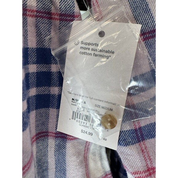 Croft & Barrow Flannel Shirt Size Medium Purple Plaid The Extra Soft Twill NWT - Picture 3 of 5
